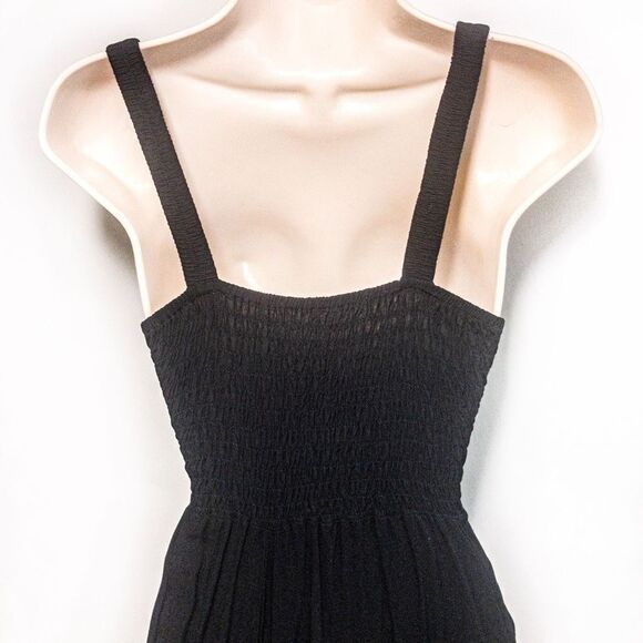 VTG Moda Brasil Black Smocked Sundress Hand Painted Made in Brazil Sz M - Picture 4 of 11